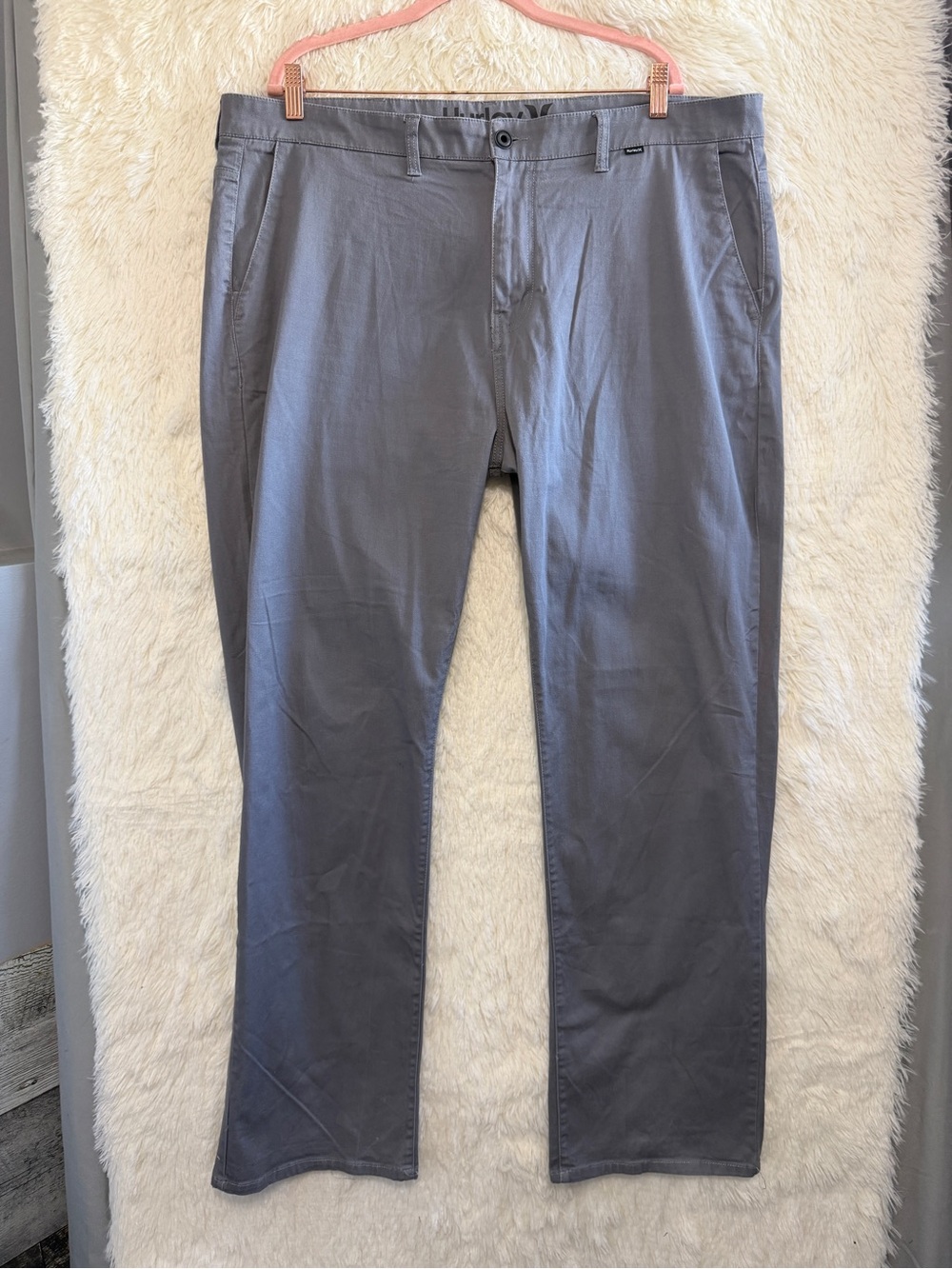 Hurley Mens Flat Front Chino Pants 42 Grey Office Workwear Athleisure Casual